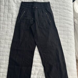 Athleta women black linen pants size 4p